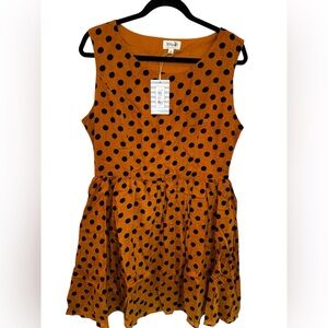Tulip B Sleeveless Polka Dot Tunic Dress — Rust with Black Dots